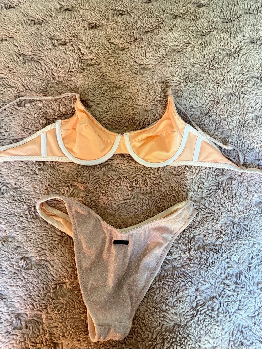 triangl swimwear Peach Textured Bikini Set
